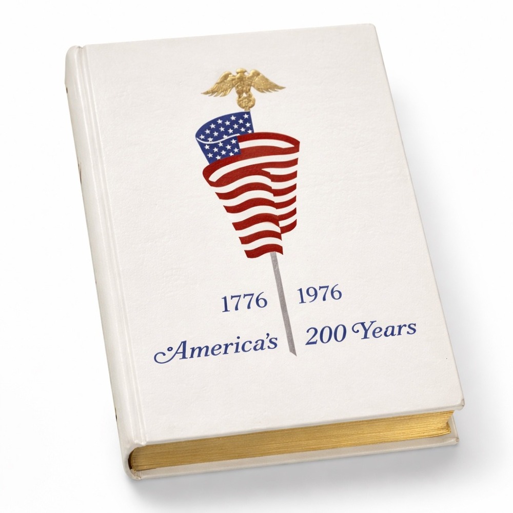 1976 Bicentennial Almanac Book Gold Edge Americana History Vintage HC